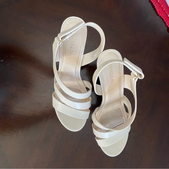Marbella Shoes - Marbella Cream Strappy Sandals Size 8.5 with Velcro Closure 3 Inch Heel
